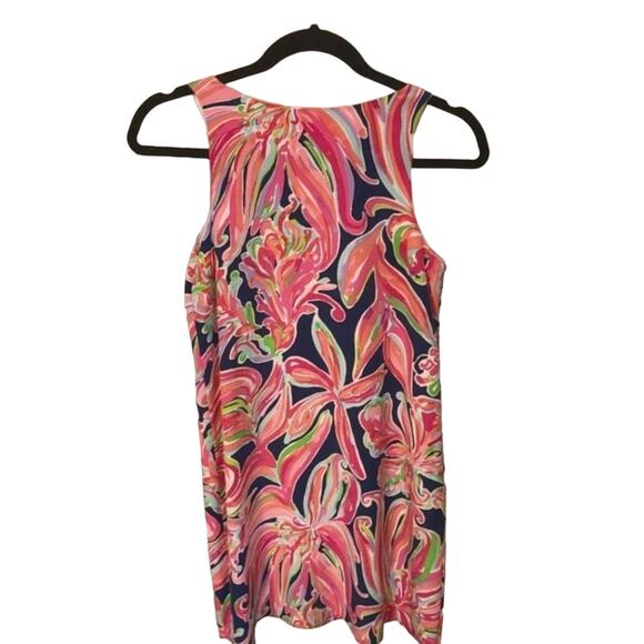 Lilly Pulitzer Jackie Dress Pink Silk Tropic Patterned Sleeveless Shift size XXS - Picture 2 of 12
